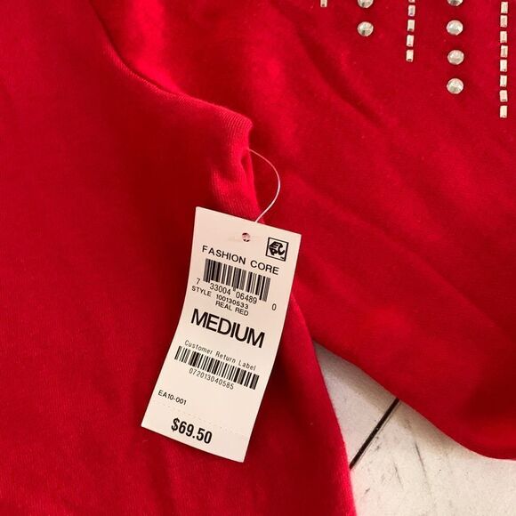 Rhinestone Red Sweatshirt NWT - Picture 4 of 5